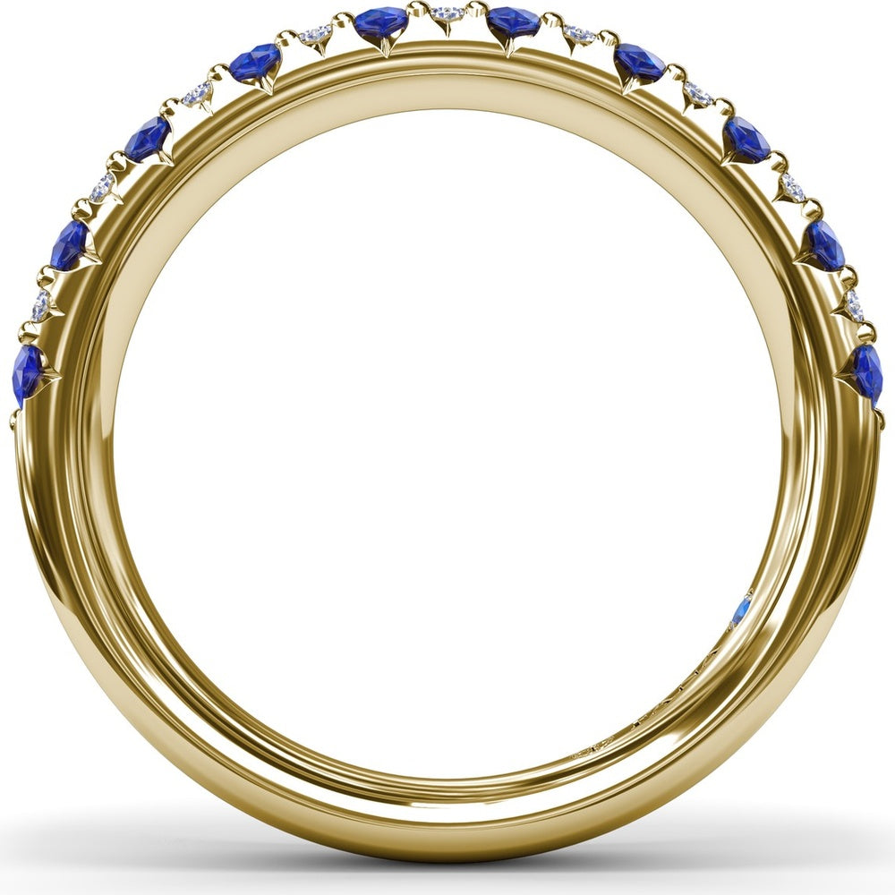 Anniversary Band with Alternating Round Sapphires and Pavé Diamonds by Fana - 1.40 Carat Total Gemstone Weight