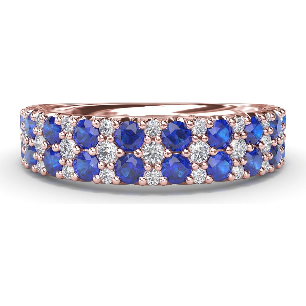 Anniversary Band with Alternating Round Sapphires and Pavé Diamonds by Fana - 1.40 Carat Total Gemstone Weight