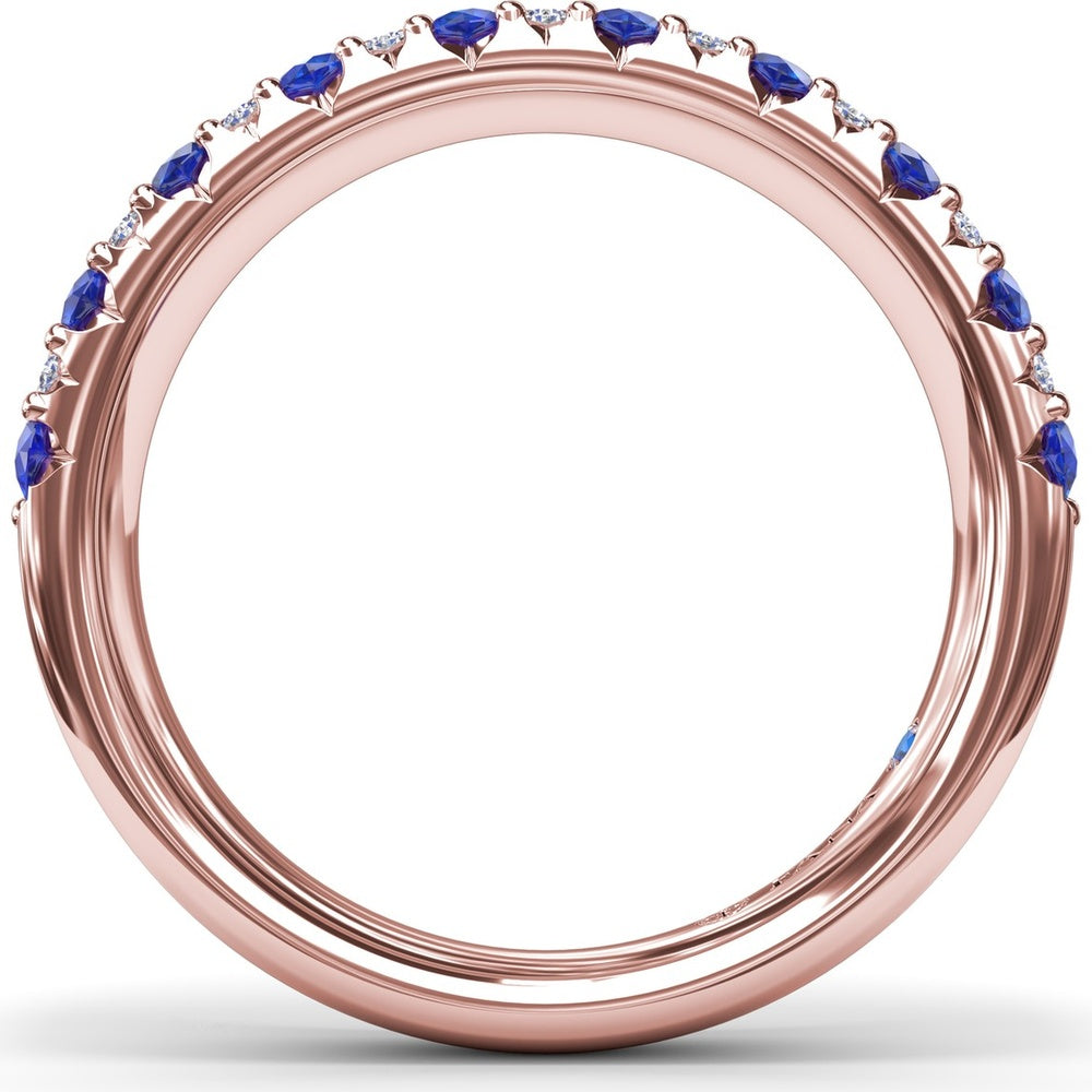 Anniversary Band with Alternating Round Sapphires and Pavé Diamonds by Fana - 1.40 Carat Total Gemstone Weight