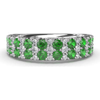 Anniversary Band with Round Pavé Emeralds and Diamonds by Fana - 1.20 Carat Total Gemstone Weight