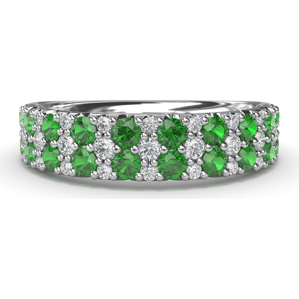 Anniversary Band with Round Pavé Emeralds and Diamonds by Fana - 1.20 Carat Total Gemstone Weight