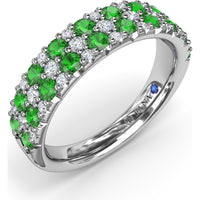 Anniversary Band with Round Pavé Emeralds and Diamonds by Fana - 1.20 Carat Total Gemstone Weight