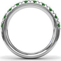 Anniversary Band with Round Pavé Emeralds and Diamonds by Fana - 1.20 Carat Total Gemstone Weight