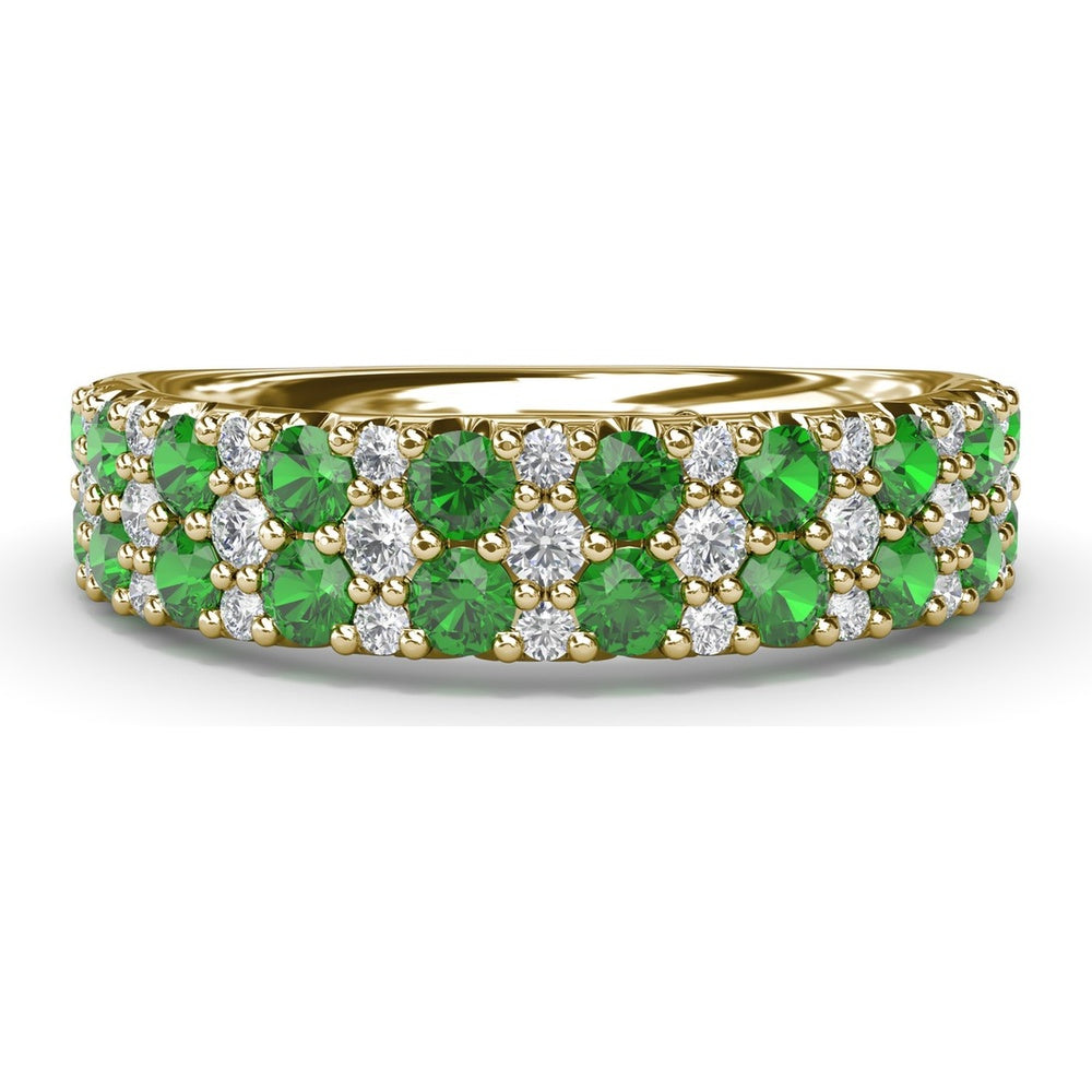 Anniversary Band with Round Pavé Emeralds and Diamonds by Fana - 1.20 Carat Total Gemstone Weight