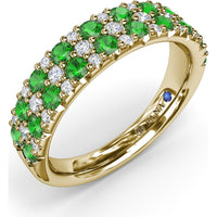 Anniversary Band with Round Pavé Emeralds and Diamonds by Fana - 1.20 Carat Total Gemstone Weight