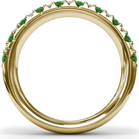 Anniversary Band with Round Pavé Emeralds and Diamonds by Fana - 1.20 Carat Total Gemstone Weight