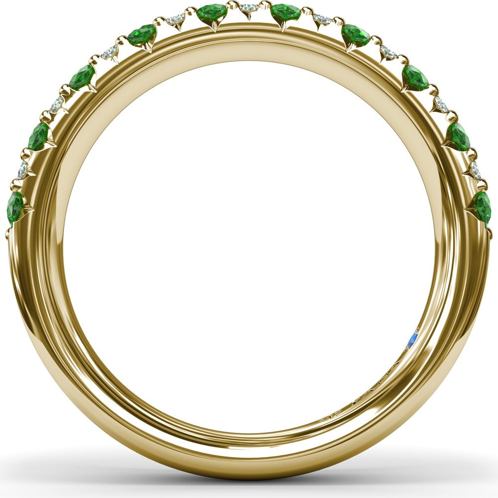 Anniversary Band with Round Pavé Emeralds and Diamonds by Fana - 1.20 Carat Total Gemstone Weight