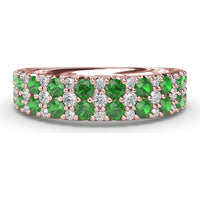 Anniversary Band with Round Pavé Emeralds and Diamonds by Fana - 1.20 Carat Total Gemstone Weight