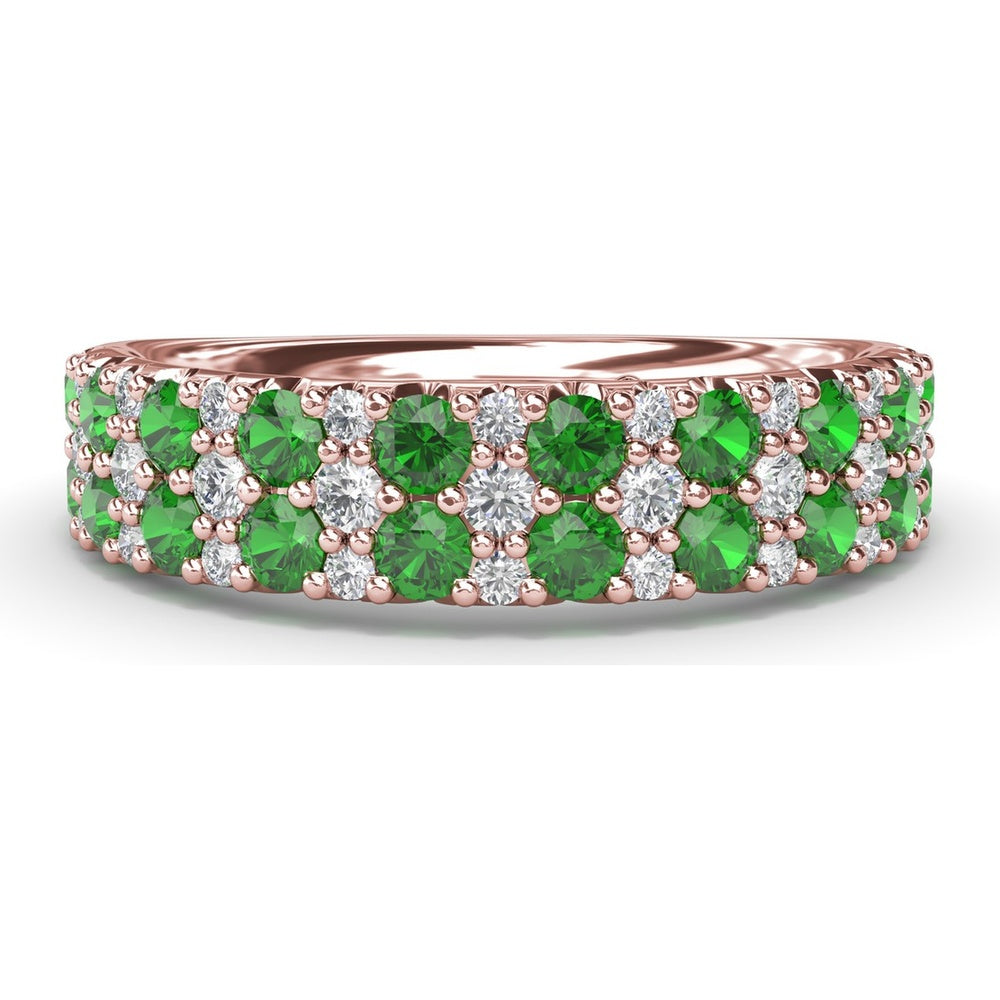 Anniversary Band with Round Pavé Emeralds and Diamonds by Fana - 1.20 Carat Total Gemstone Weight