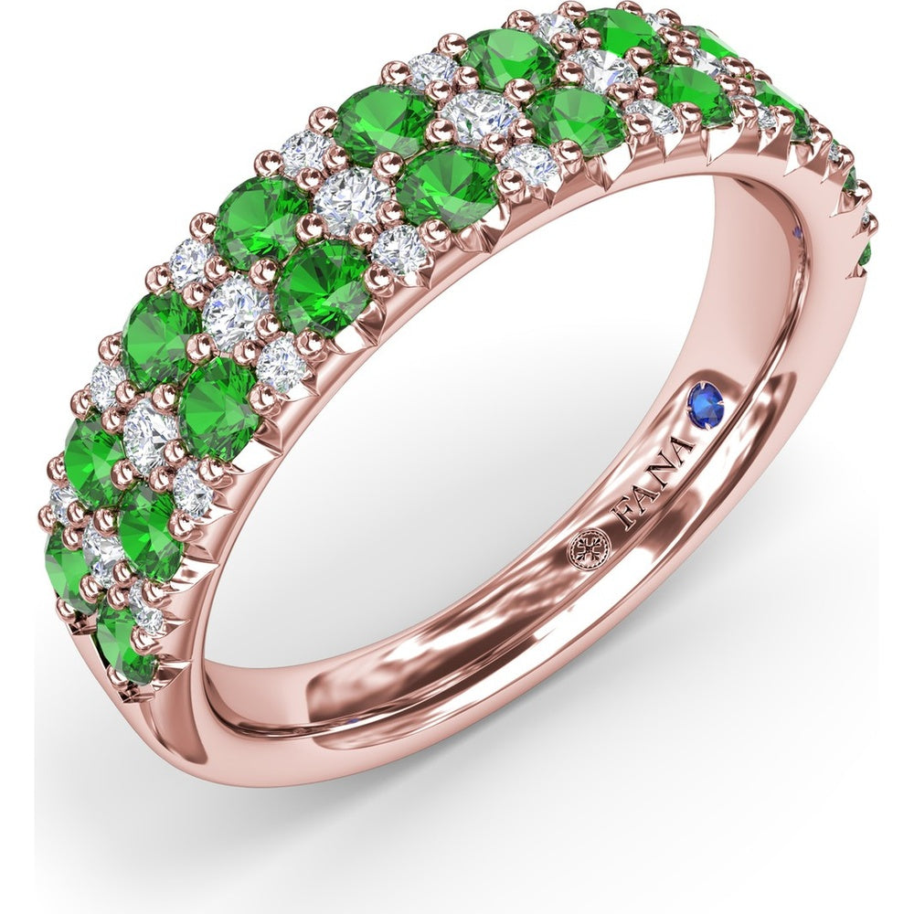 Anniversary Band with Round Pavé Emeralds and Diamonds by Fana - 1.20 Carat Total Gemstone Weight