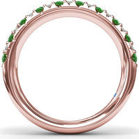 Anniversary Band with Round Pavé Emeralds and Diamonds by Fana - 1.20 Carat Total Gemstone Weight