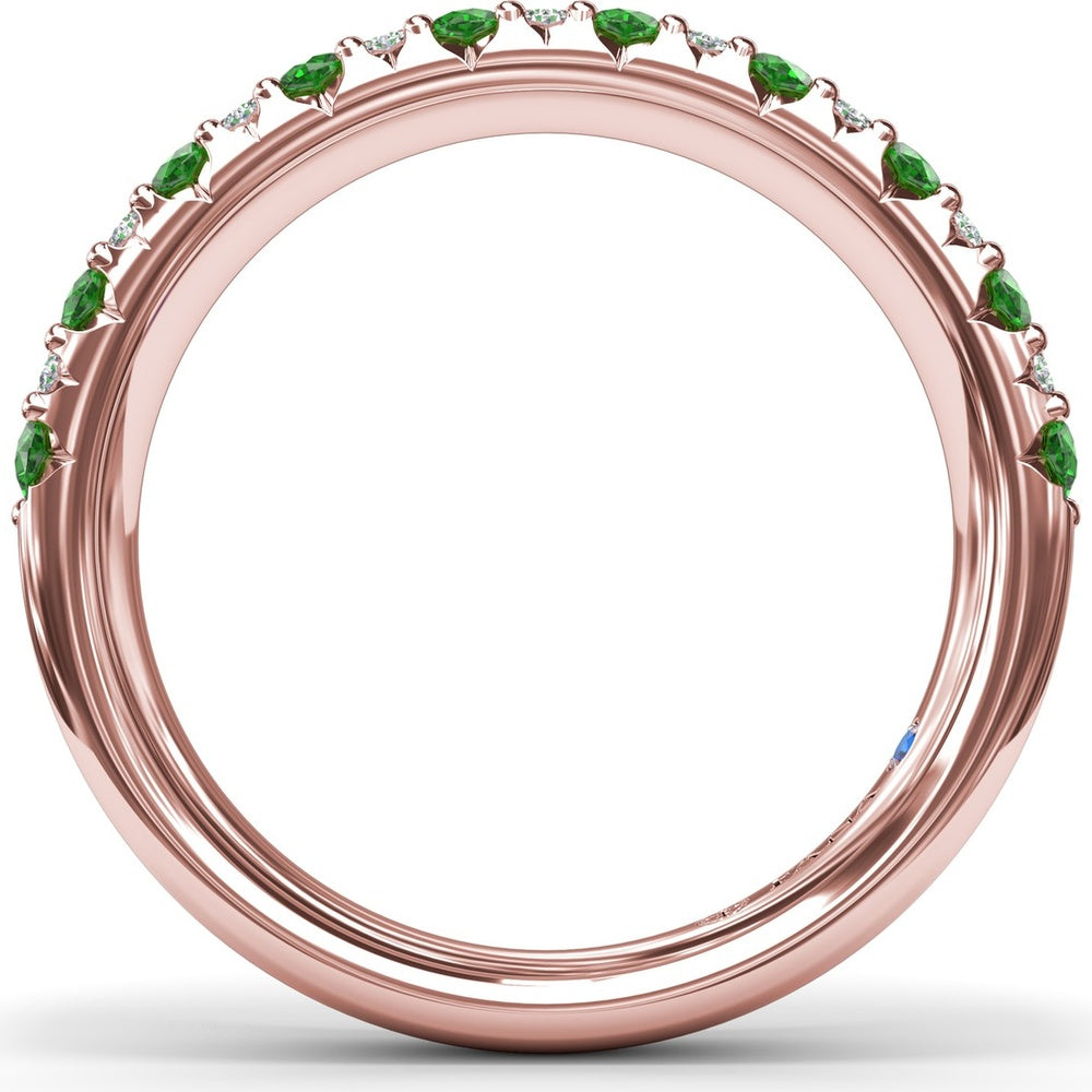 Anniversary Band with Round Pavé Emeralds and Diamonds by Fana - 1.20 Carat Total Gemstone Weight