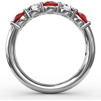 Anniversary Band with Shared-Prong Round Rubies and Diamonds by Fana - 1.47 Carat Total Gemstone Weight