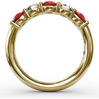 Anniversary Band with Shared-Prong Round Rubies and Diamonds by Fana - 1.47 Carat Total Gemstone Weight