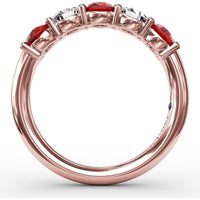 Anniversary Band with Shared-Prong Round Rubies and Diamonds by Fana - 1.47 Carat Total Gemstone Weight