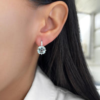 Aquamarine and Diamond Compass Set Drop Earrings in 18K White Gold by Charles Krypell