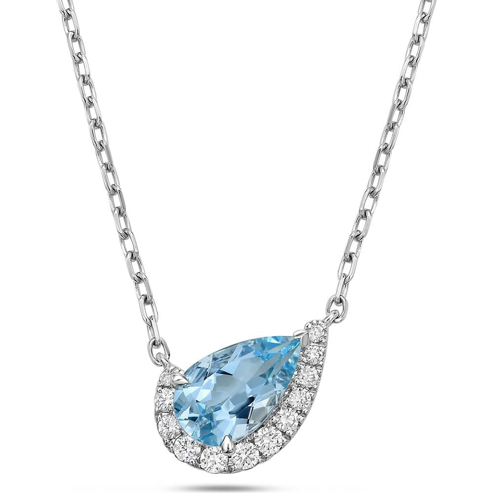 Aquamarine and Diamond Cradle Pendant Necklace in 18K White Gold by Charles Krypell