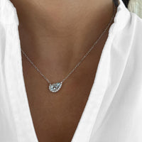 Aquamarine and Diamond Cradle Pendant Necklace in 18K White Gold by Charles Krypell