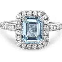 Aquamarine and Diamond Hidden Scarf Ring in 18K White Gold by Charles Krypell