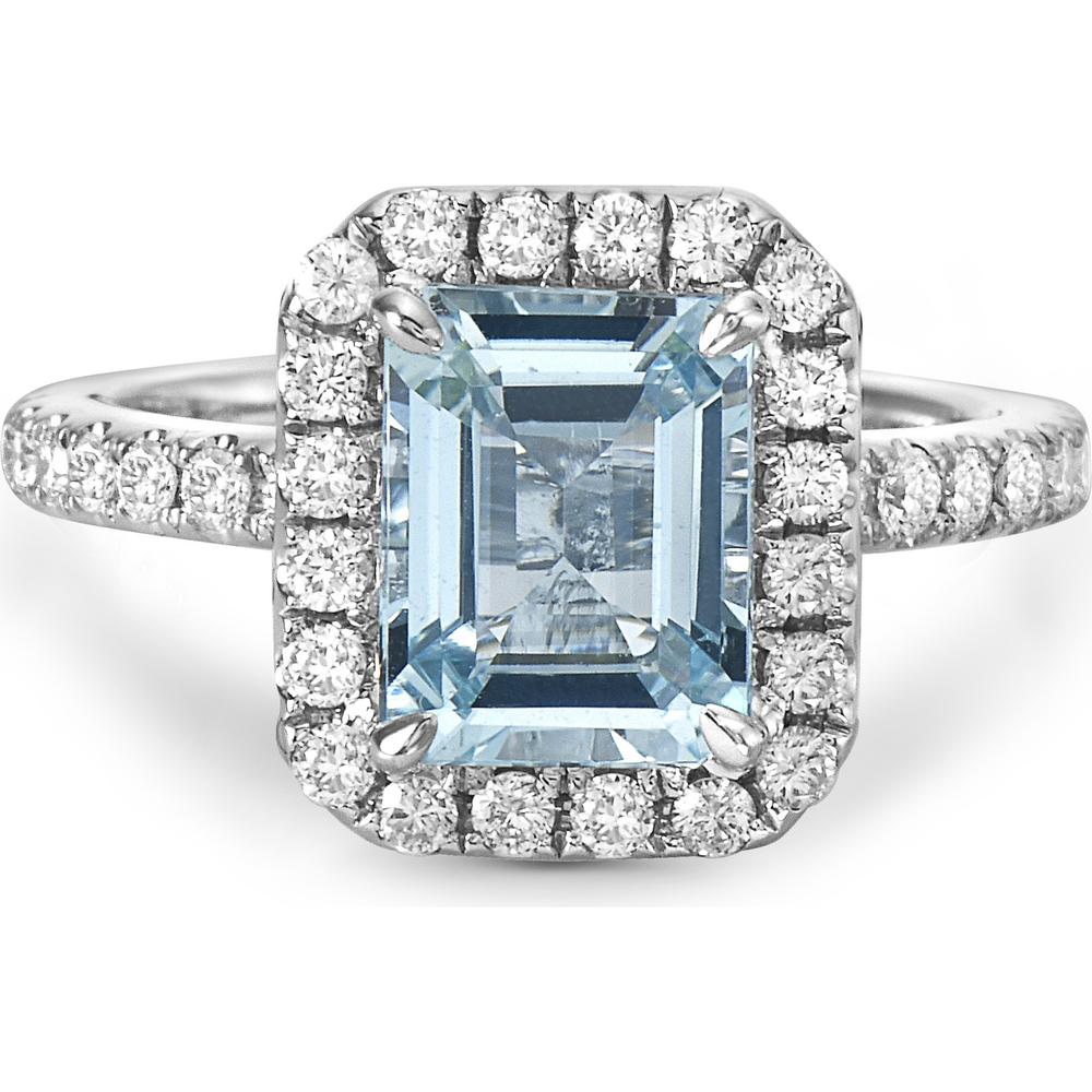 Aquamarine and Diamond Hidden Scarf Ring in 18K White Gold by Charles Krypell