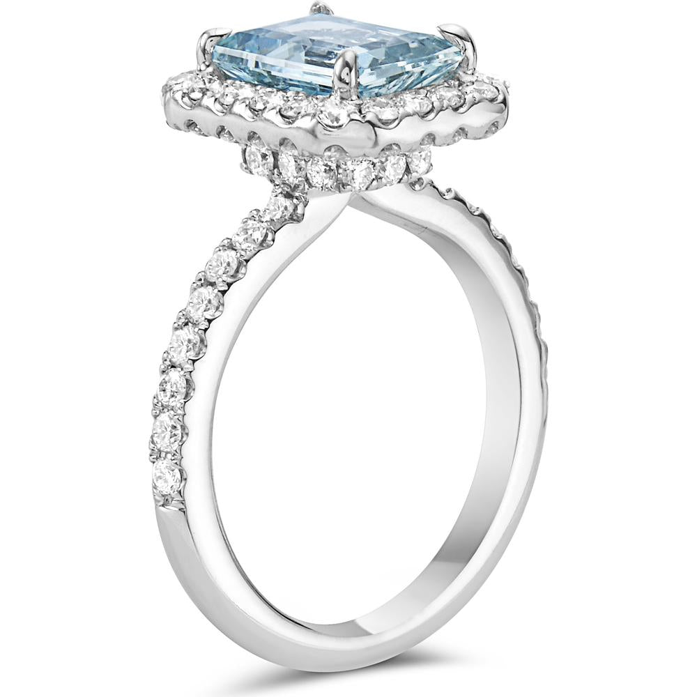Aquamarine and Diamond Hidden Scarf Ring in 18K White Gold by Charles Krypell