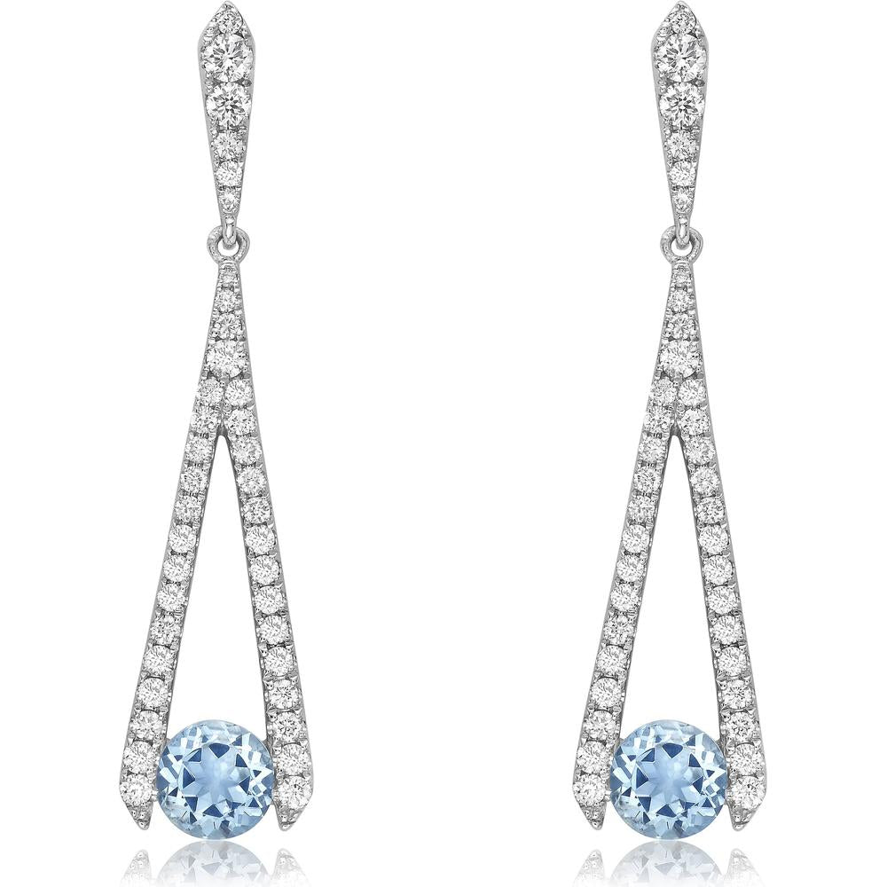 Aquamarine and Diamond Omakase Earrings in 18K White Gold by Charles Krypell