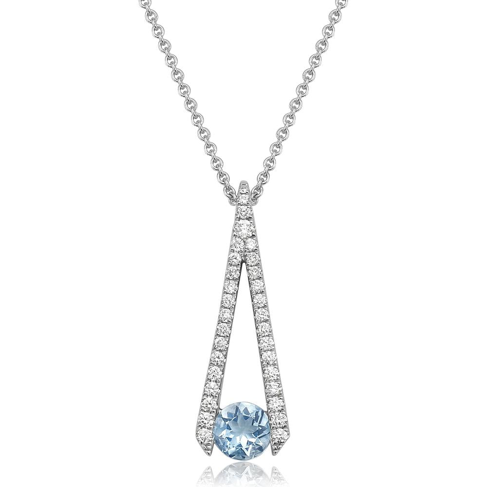 Aquamarine and Diamond Omakase Necklace in 18K White Gold by Charles Krypell