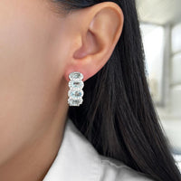 Aquamarine and Diamond Overlap Hoop Earrings in 18K White Gold by Charles Krypell