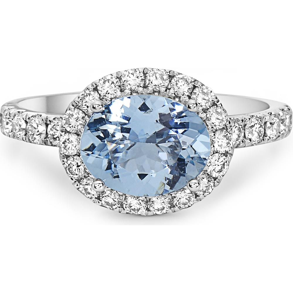 Aquamarine and Diamond Rocking Ring in 18K White Gold by Charles Krypell