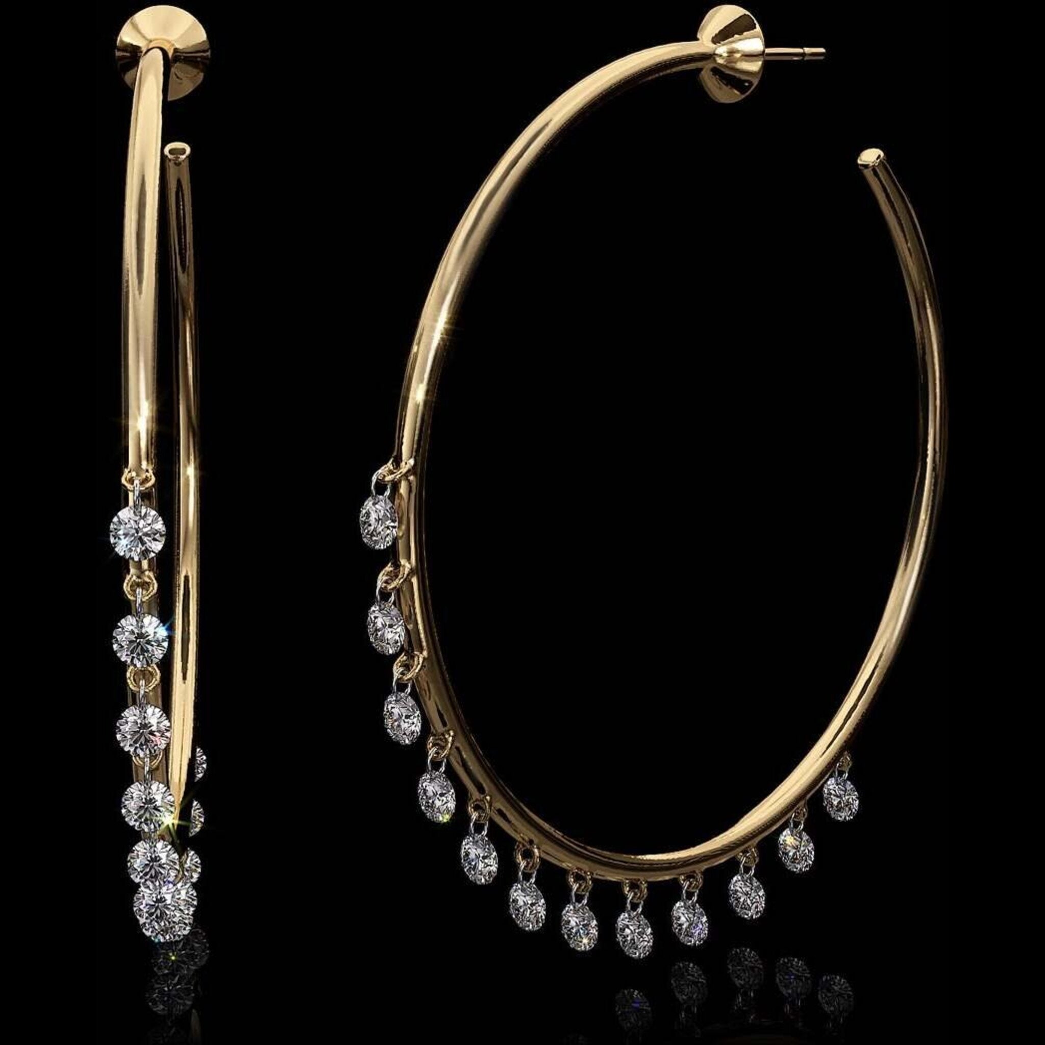 Aresa New York - Hepworth 2" Earrings - 18K Yellow Gold with 2.30 cts. of Diamonds