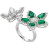 Piranesi - Aspen Double Flower Ring in Emerald - 18K White Gold