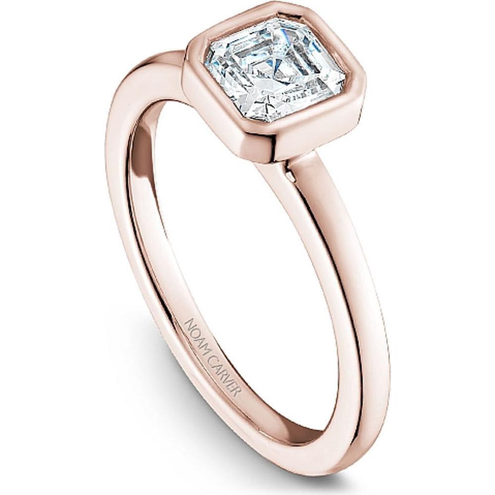 Asscher Cut Diamond Engagement Ring with Bezel Setting in Rose Gold by Noam Carver<em> - Choose Your Center Diamond: 1 to 5 Carats, Sustainable Lab-Grown or Natural Earth-Mined</em>