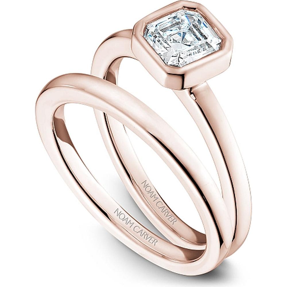Asscher Cut Diamond Engagement Ring with Bezel Setting in Rose Gold by Noam Carver<em> - Choose Your Center Diamond: 1 to 5 Carats, Sustainable Lab-Grown or Natural Earth-Mined</em>