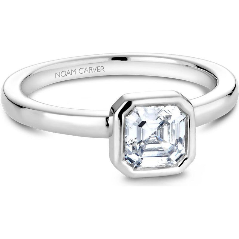 Asscher Cut Diamond Engagement Ring with Bezel Setting in White Gold by Noam Carver<em> - Choose Your Center Diamond: 1 to 5 Carats, Sustainable Lab-Grown or Natural Earth-Mined</em>