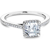 Asscher Cut Diamond Engagement Ring with Halo and Pavé Band in White Gold by Noam Carver<em> - Choose Your Center Diamond: 1 to 5 Carats, Sustainable Lab-Grown or Natural Earth-Mined</em>