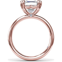 Asscher Cut Engagement Ring Setting with Double Prongs and Peek-a-Boo Diamond by Fana - 0.02 Carat Total Diamond Weight