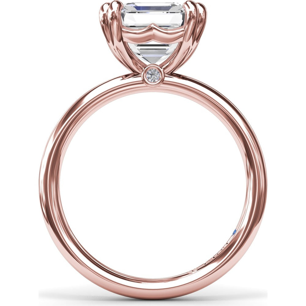Asscher Cut Engagement Ring Setting with Double Prongs and Peek-a-Boo Diamond by Fana - 0.02 Carat Total Diamond Weight