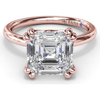 Asscher Cut Engagement Ring Setting with Double Prongs and Peek-a-Boo Diamond by Fana - 0.02 Carat Total Diamond Weight