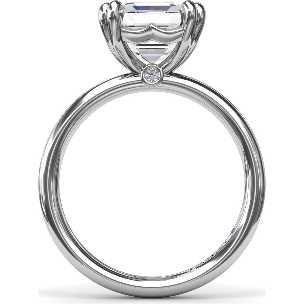 Asscher Cut Engagement Ring Setting with Double Prongs and Peek-a-Boo Diamond by Fana - 0.02 Carat Total Diamond Weight