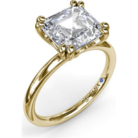 Asscher Cut Engagement Ring Setting with Double Prongs and Peek-a-Boo Diamond by Fana - 0.02 Carat Total Diamond Weight