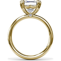 Asscher Cut Engagement Ring Setting with Double Prongs and Peek-a-Boo Diamond by Fana - 0.02 Carat Total Diamond Weight
