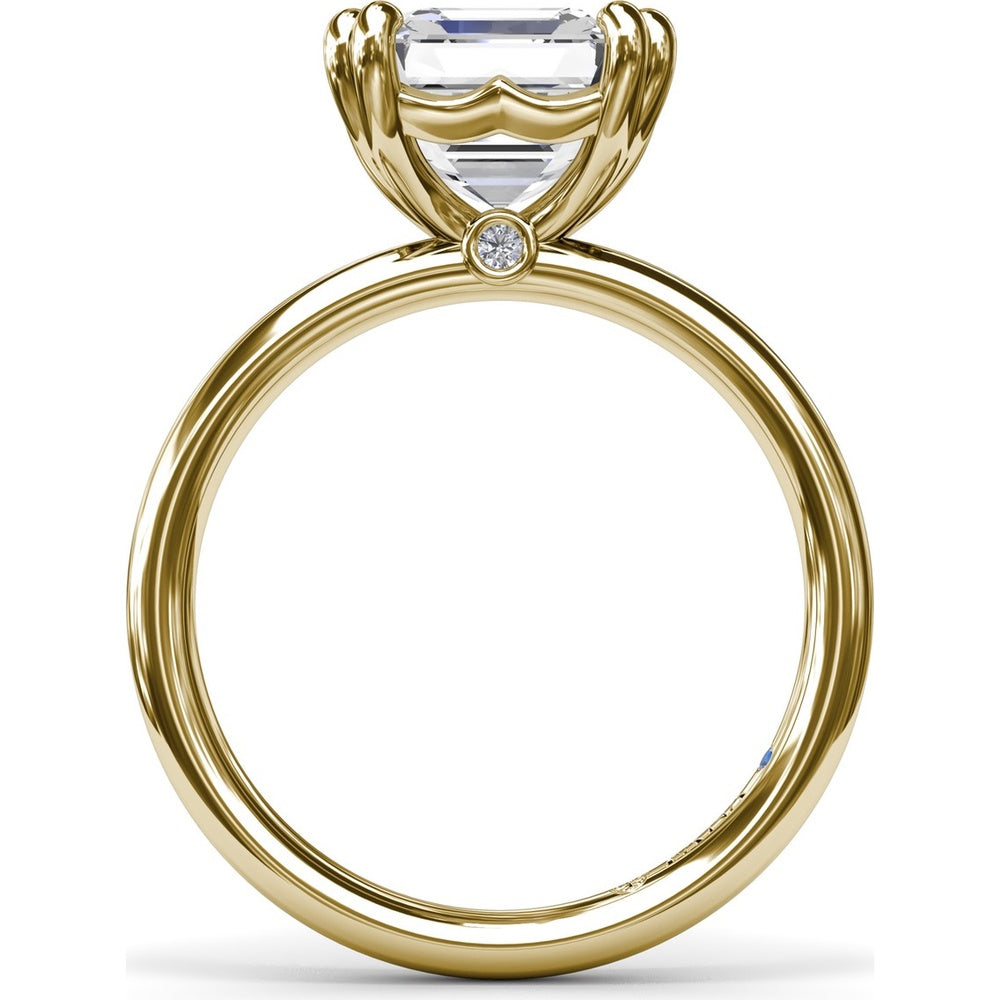 Asscher Cut Engagement Ring Setting with Double Prongs and Peek-a-Boo Diamond by Fana - 0.02 Carat Total Diamond Weight