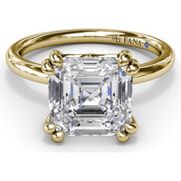Asscher Cut Engagement Ring Setting with Double Prongs and Peek-a-Boo Diamond by Fana - 0.02 Carat Total Diamond Weight