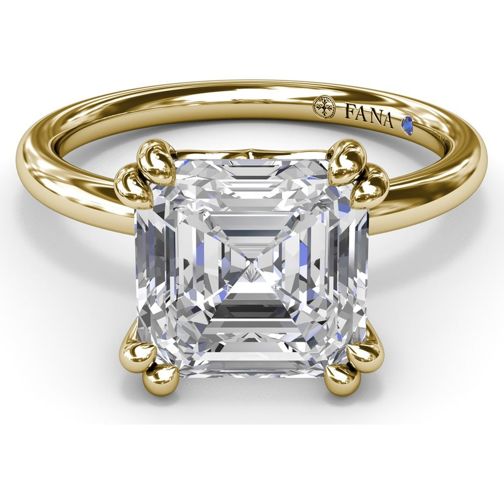 Asscher Cut Engagement Ring Setting with Double Prongs and Peek-a-Boo Diamond by Fana - 0.02 Carat Total Diamond Weight