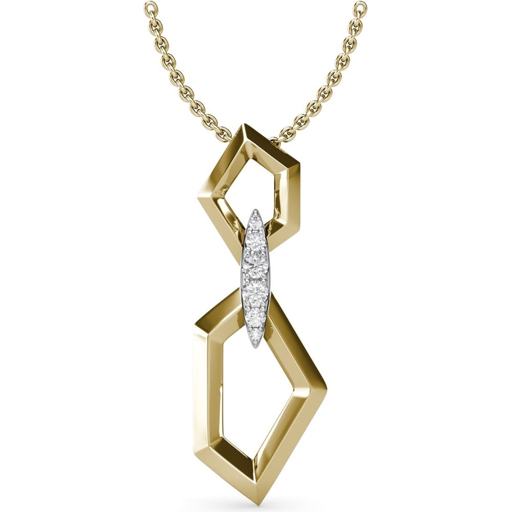Asymmetrical Geometric Pendant with Pavé Set Marquise Diamond Link by Fana - 0.22 Carat Total Diamond Weight