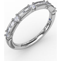 Band with Alternating Baguette and Prong-Set Round Diamonds by Fana - 0.39 Carat Total Diamond Weight