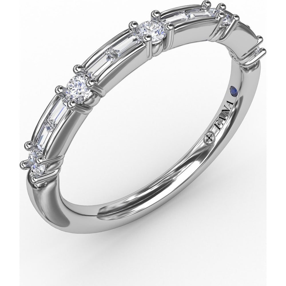 Band with Alternating Baguette and Prong-Set Round Diamonds by Fana - 0.39 Carat Total Diamond Weight