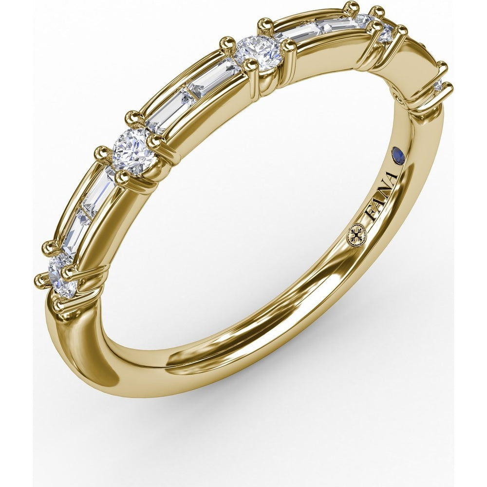 Band with Alternating Baguette and Prong-Set Round Diamonds by Fana - 0.39 Carat Total Diamond Weight