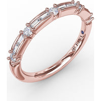 Band with Alternating Baguette and Prong-Set Round Diamonds by Fana - 0.39 Carat Total Diamond Weight