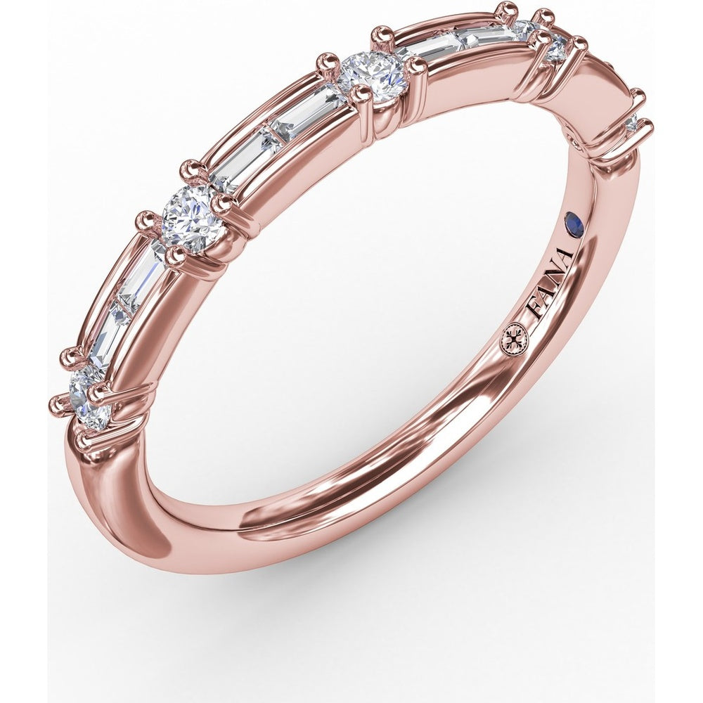 Band with Alternating Baguette and Prong-Set Round Diamonds by Fana - 0.39 Carat Total Diamond Weight